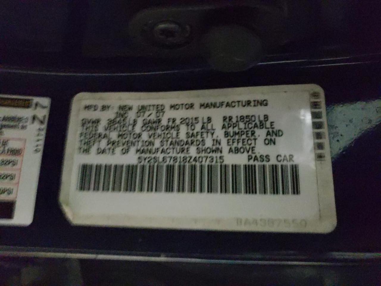Photo 10 from auction – 2008 PONTIAC VIBE with VIN 5Y2SL67818Z407315