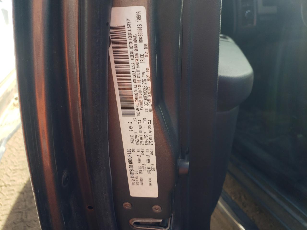 Photo 10 from auction – 2011 DODGE RAM 1500 with VIN 3D7JB1EK0BG591756
