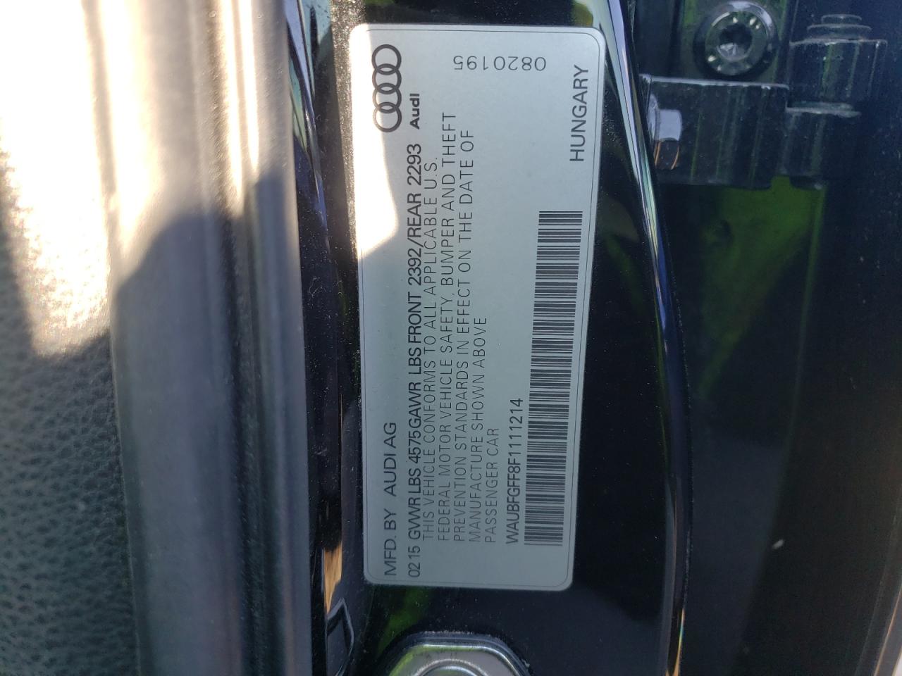 Photo 10 from auction – 2015 AUDI A3 with VIN WAUBFGFF8F1111214