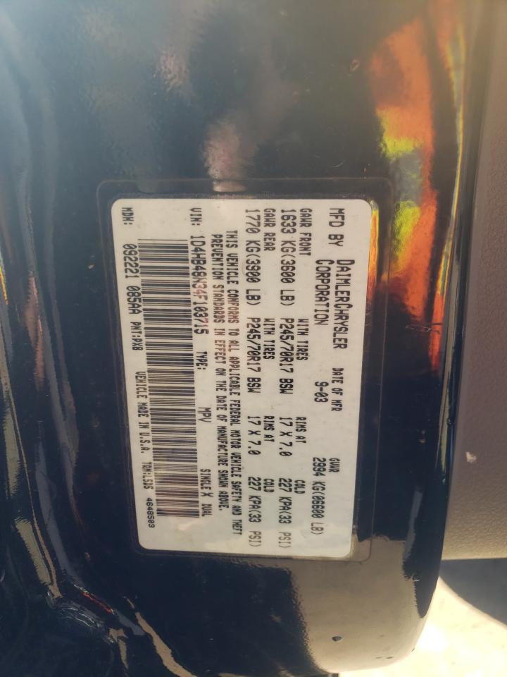 Photo 10 from auction – 2004 DODGE DURANGO SL with VIN 1D4HB48N34F103715