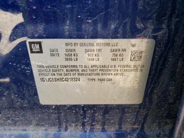 Photo 10 from auction – 2012 CHEVROLET SONIC LT with VIN 1G1JC6SH8C4218324