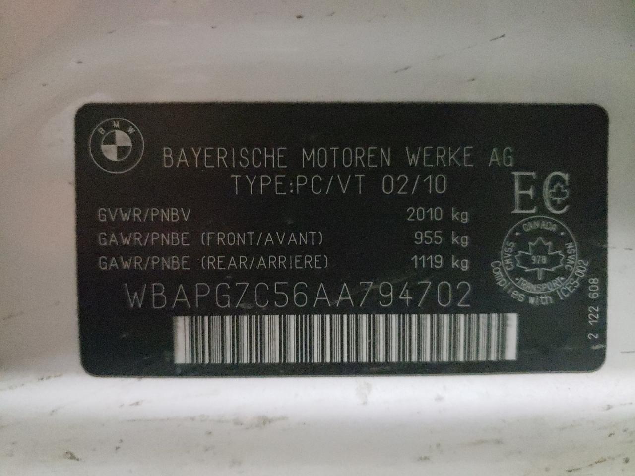 Photo 10 from auction – 2010 BMW 323 I with VIN WBAPG7C56AA794702