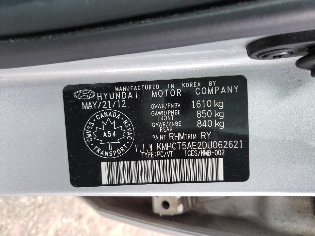 Photo 10 from auction – 2013 HYUNDAI ACCENT GLS with VIN KMHCT5AE2DU062621