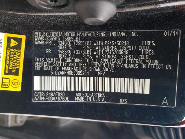 Photo 10 from auction – 2014 TOYOTA HIGHLANDER with VIN 5TDZARFH0ES005211