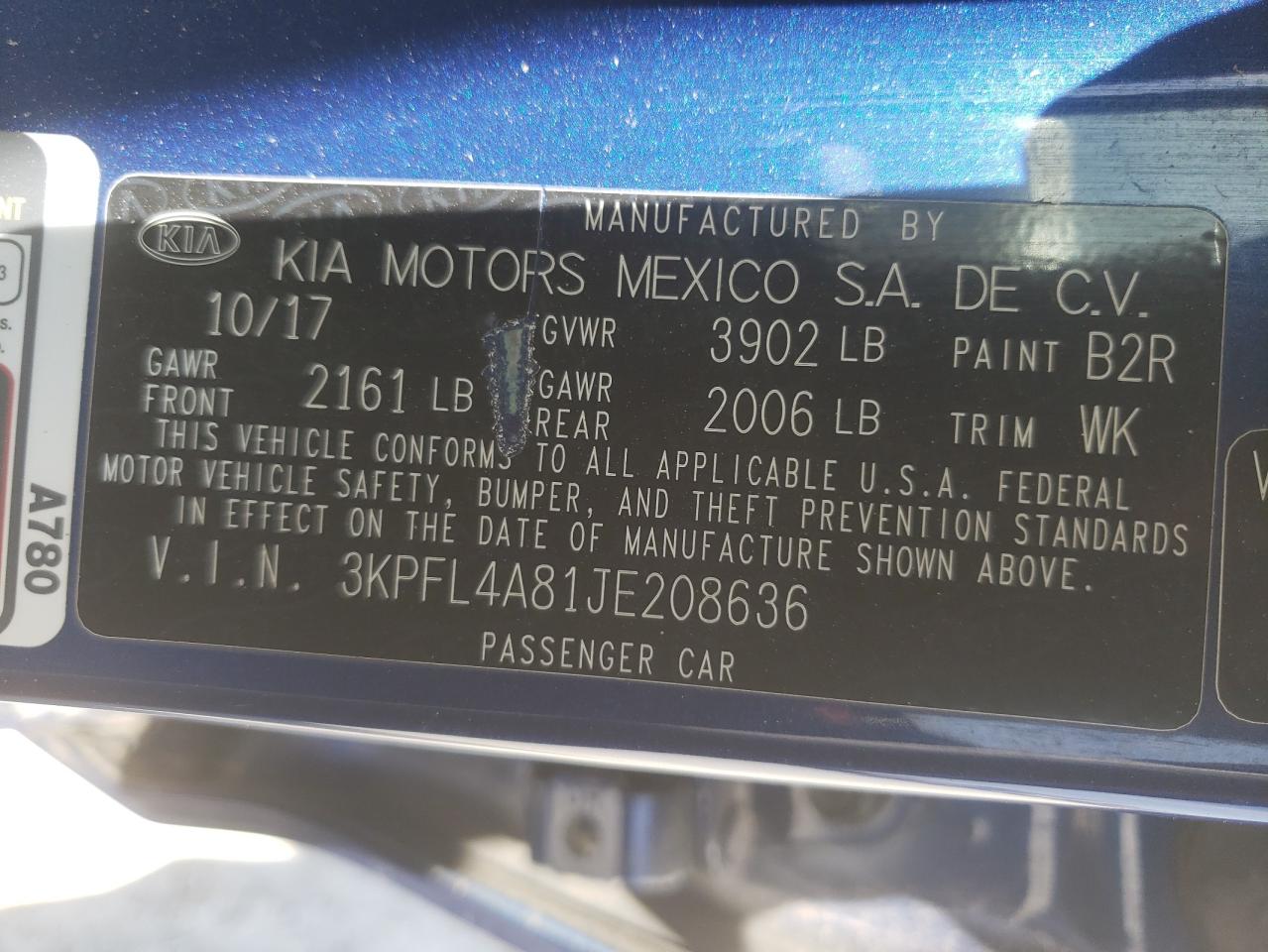 Photo 10 from auction – 2018 KIA FORTE EX with VIN 3KPFL4A81JE208636