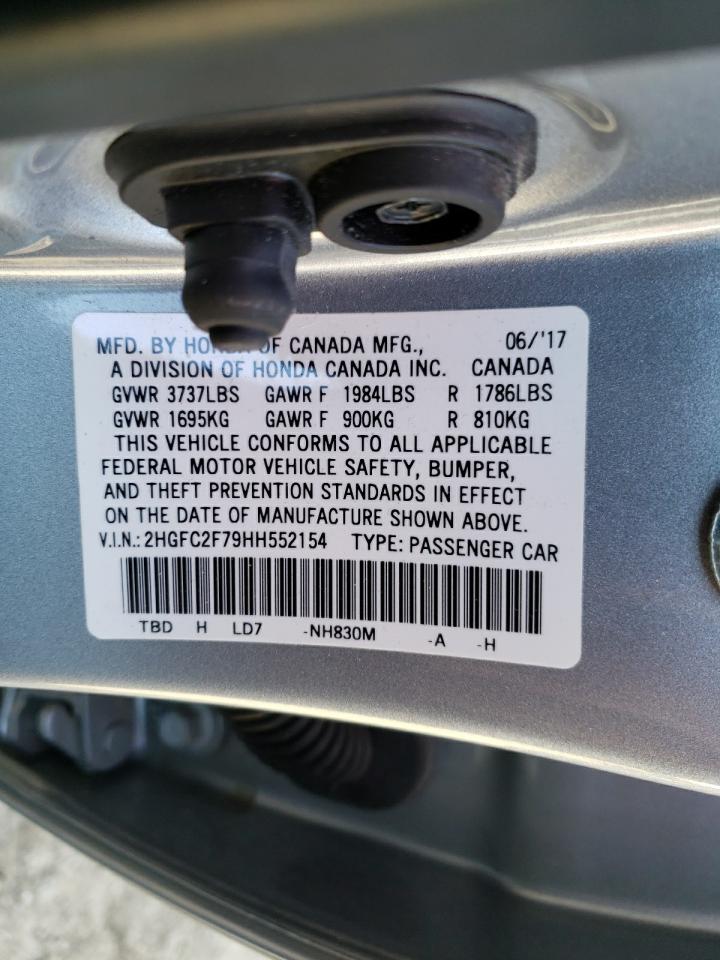 Photo 10 from auction – 2017 HONDA CIVIC EX with VIN 2HGFC2F79HH552154