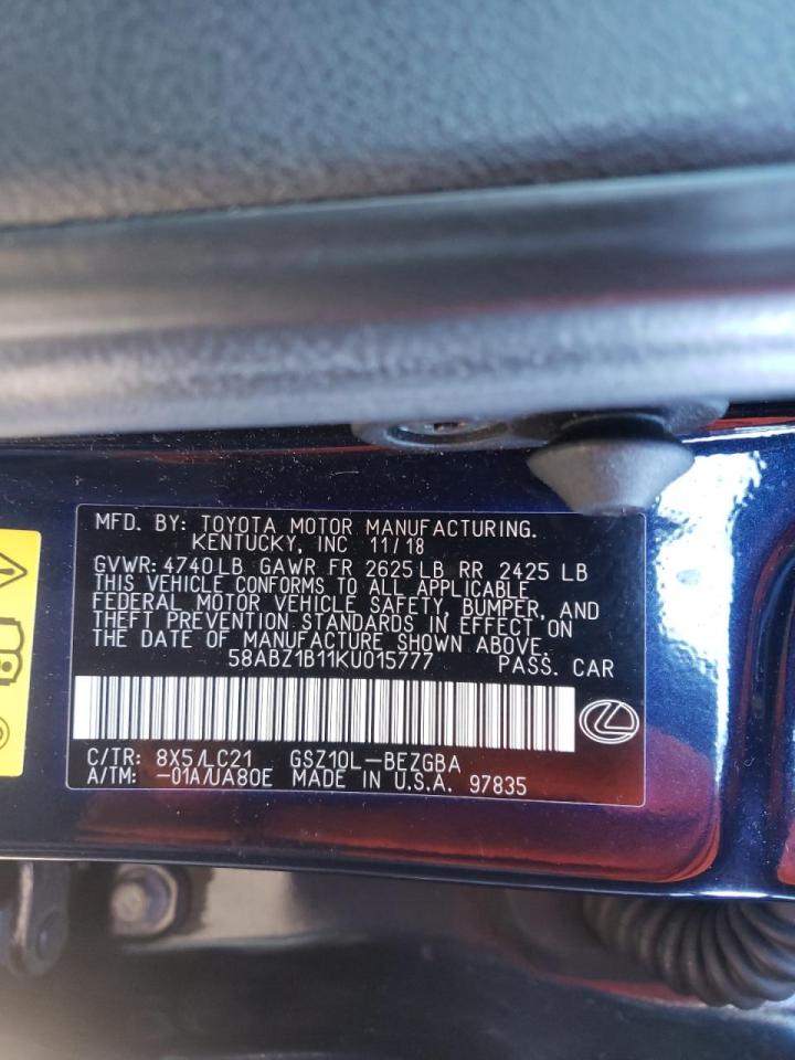 Photo 10 from auction – 2019 LEXUS ES 350 with VIN 58ABZ1B11KU015777