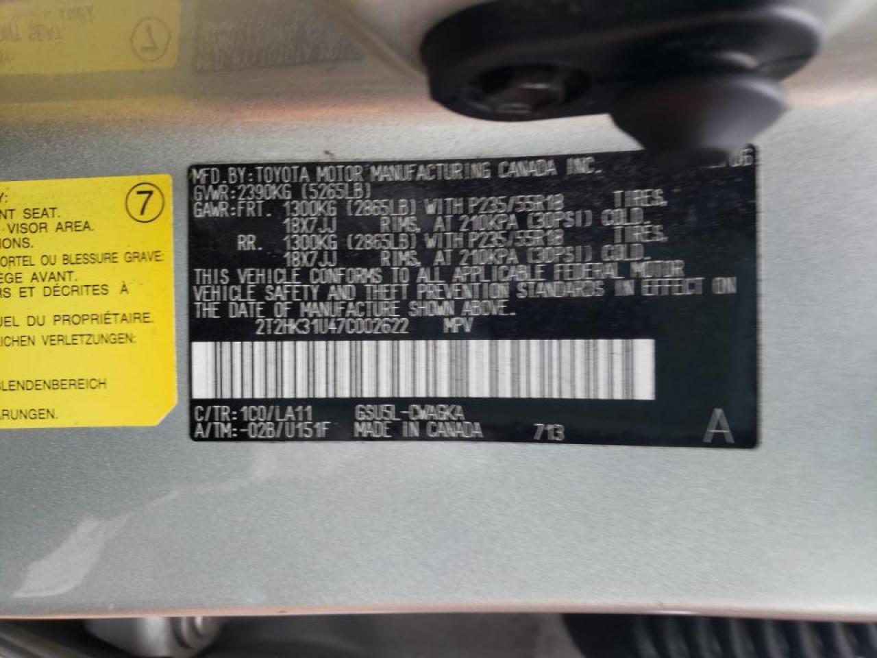 Photo 10 from auction – 2007 LEXUS RX 350 with VIN 2T2HK31U47C002622