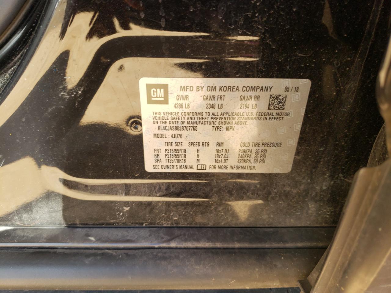 Photo 10 from auction – 2018 BUICK ENCORE PRE with VIN KL4CJASB8JB707765