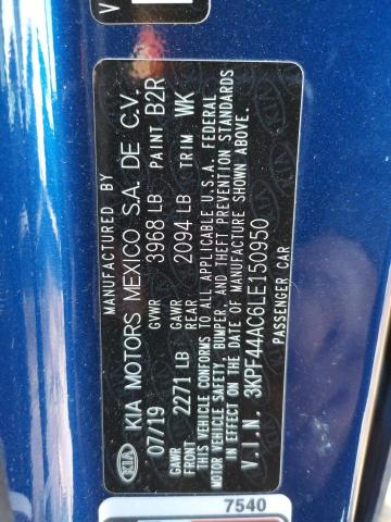 Photo 10 from auction – 2020 KIA FORTE GT with VIN 3KPF44AC6LE150950