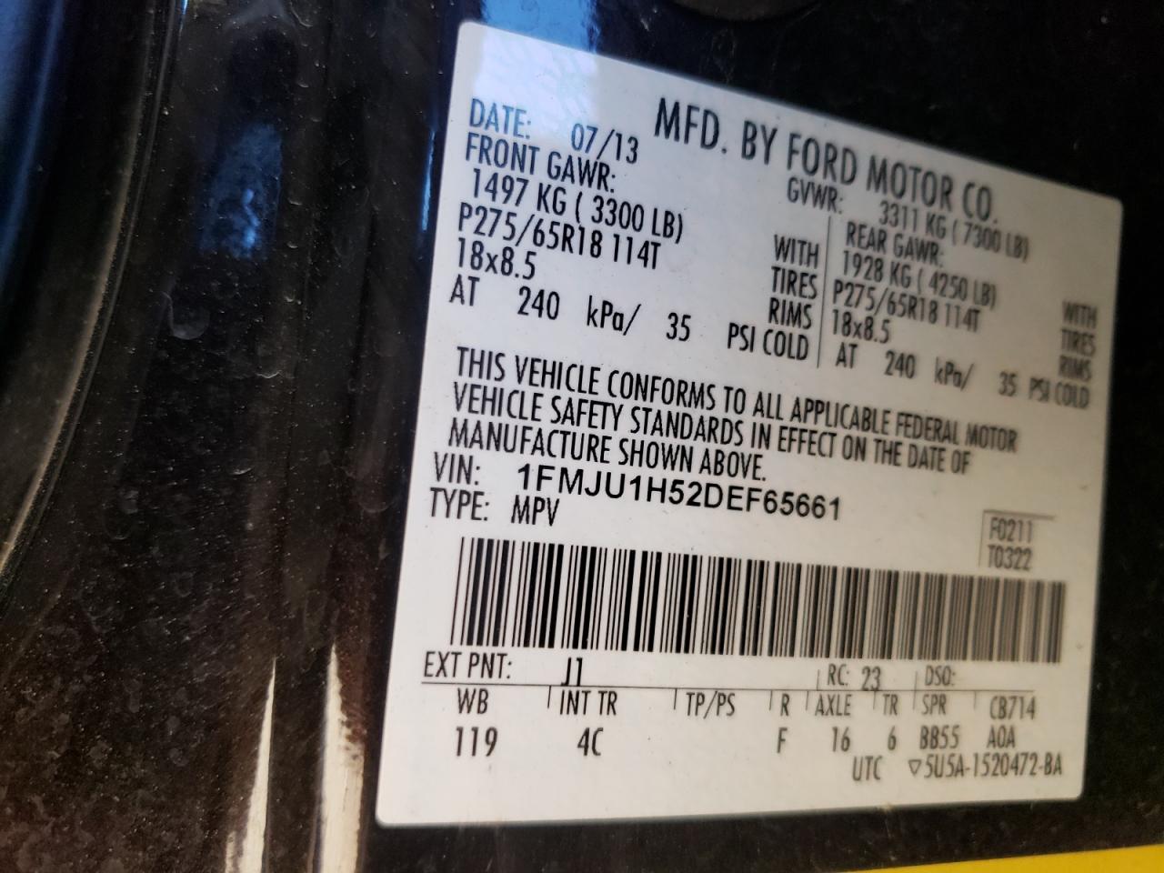 Photo 10 from auction – 2013 FORD EXPEDITION with VIN 1FMJU1H52DEF65661