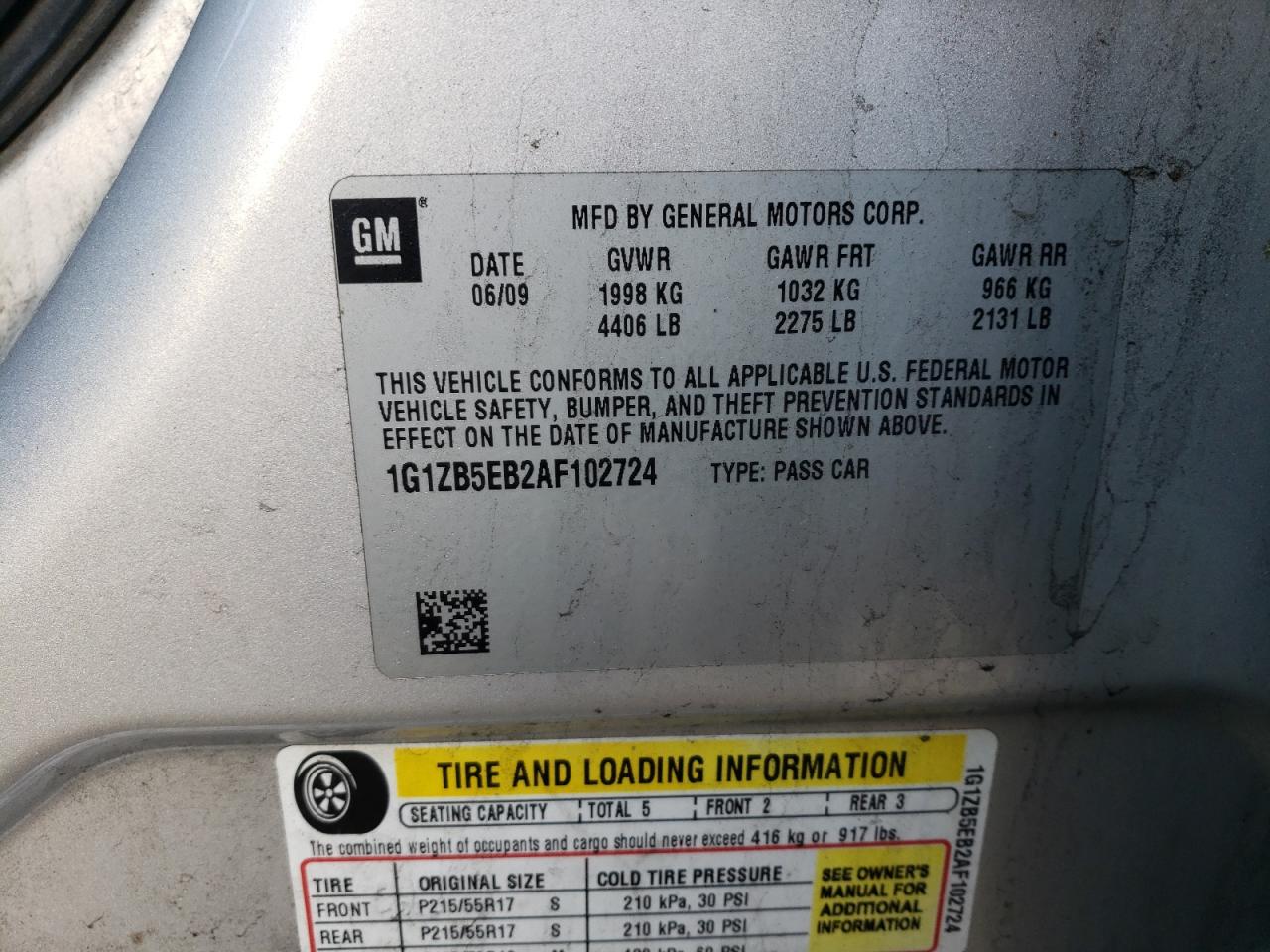 Photo 10 from auction – 2010 CHEVROLET MALIBU LS with VIN 1G1ZB5EB2AF102724