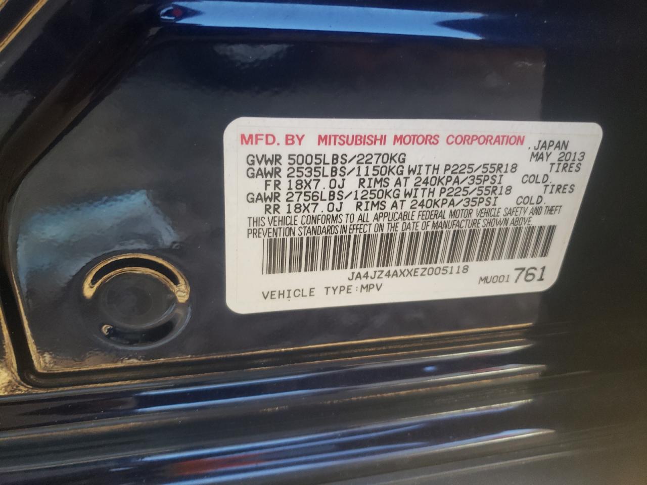 Photo 10 from auction – 2014 MITSUBISHI OUTLANDER with VIN JA4JZ4AXXEZ005118