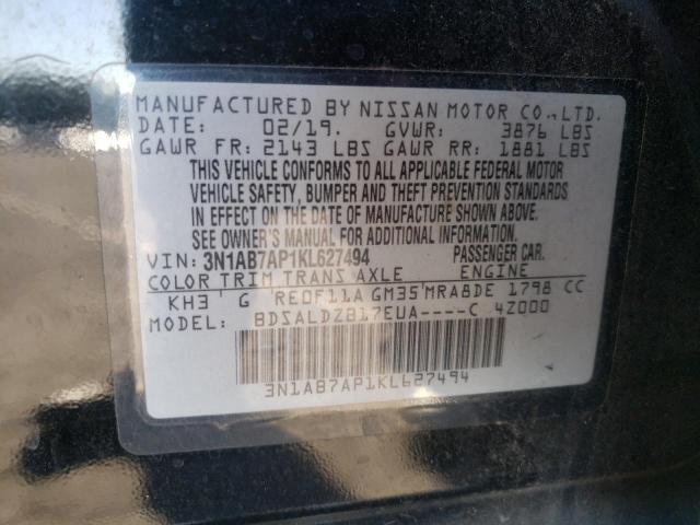 Photo 10 from auction – 2019 NISSAN SENTRA S/S with VIN 3N1AB7AP1KL627494