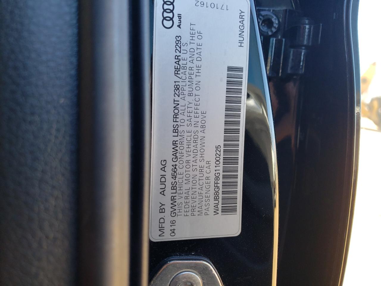 Photo 11 from auction – 2016 AUDI A3 PREMIUM with VIN WAUB8GFF8G1100225