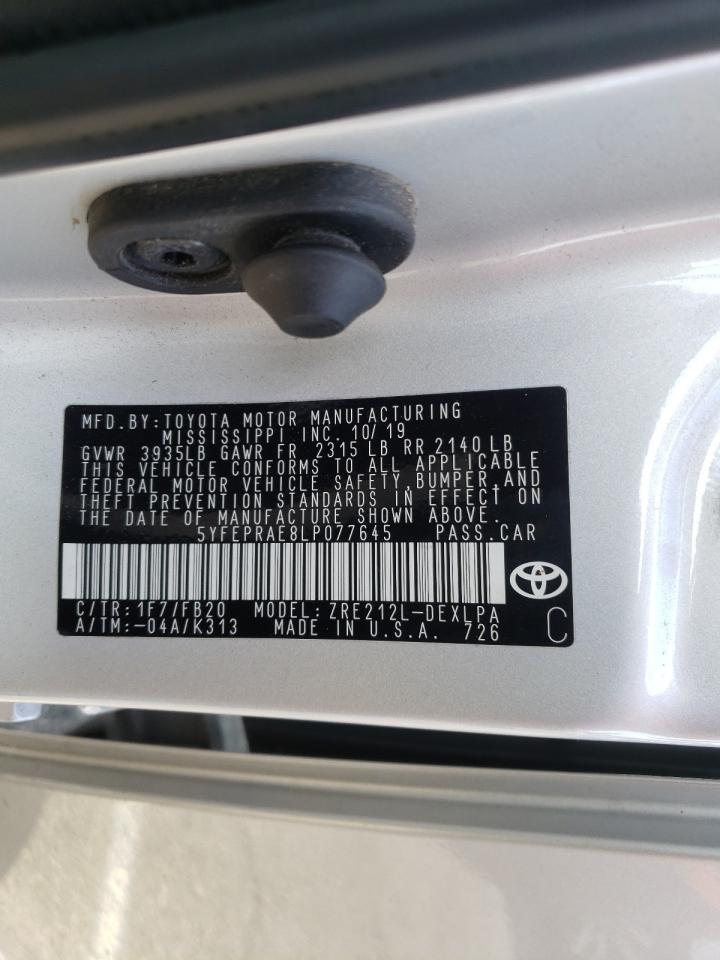 Photo 10 from auction – 2020 TOYOTA COROLLA LE with VIN 5YFEPRAE8LP077645