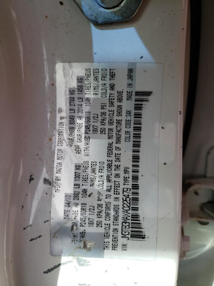 Photo 10 from auction – 2010 MAZDA CX-9 with VIN JM3TB3MAXA0225479