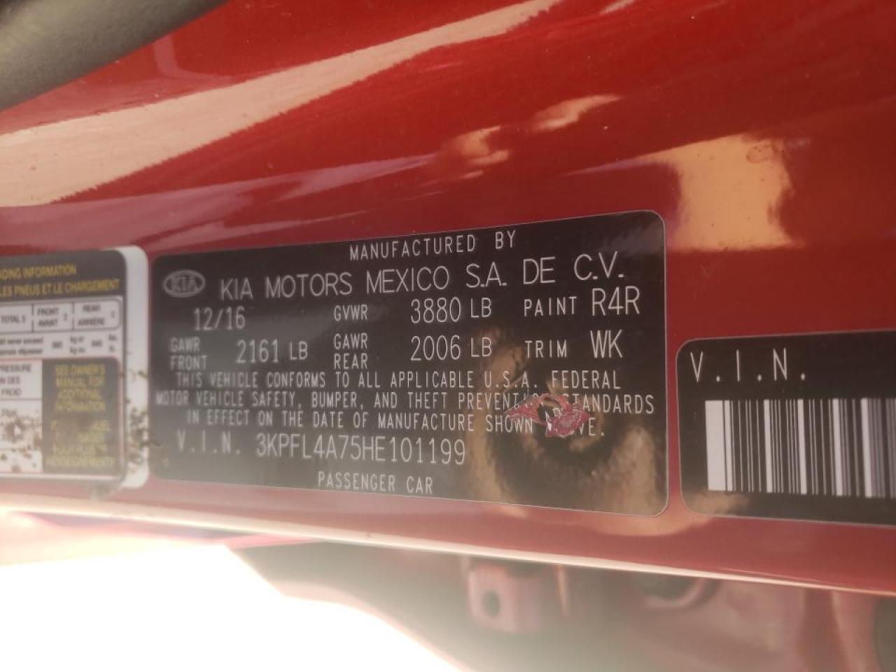 Photo 10 from auction – 2017 KIA FORTE LX with VIN 3KPFL4A75HE101199