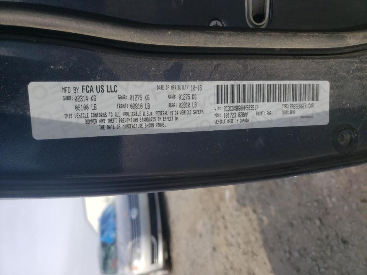 Photo 10 from auction – 2017 DODGE CHARGER SE with VIN 2C3CDXBG8HH503517