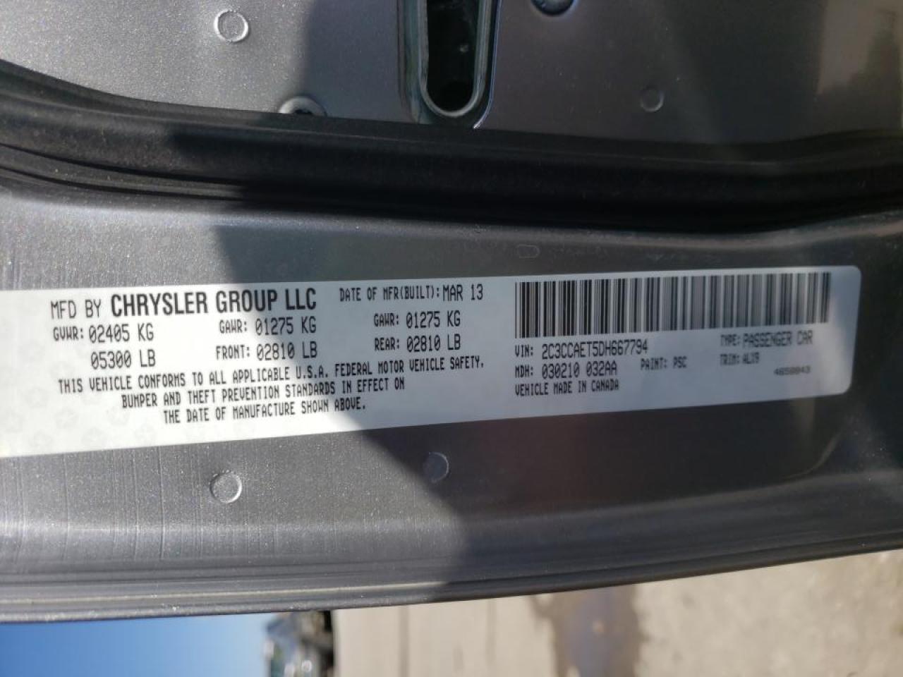 Photo 10 from auction – 2013 CHRYSLER 300C with VIN 2C3CCAET5DH667794