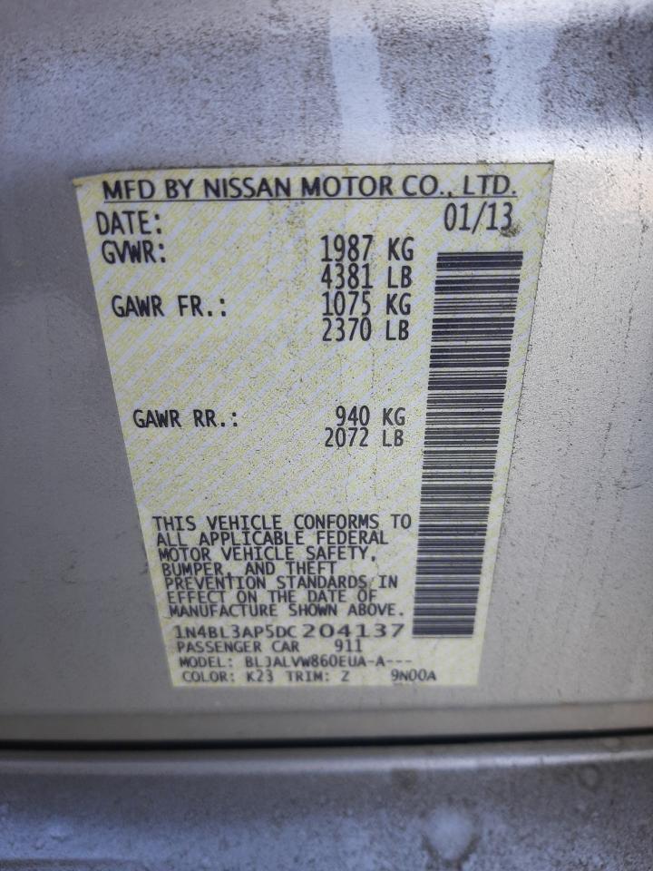 Photo 10 from auction – 2013 NISSAN ALTIMA 3.5 with VIN 1N4BL3AP5DC204137