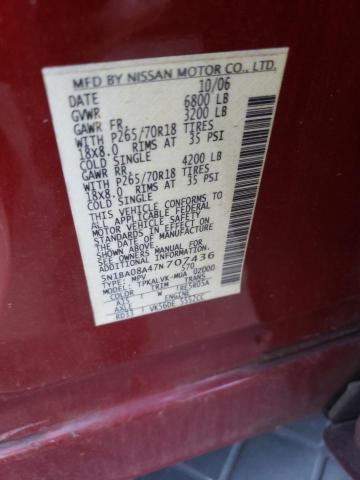 Photo 10 from auction – 2007 NISSAN ARMADA SE with VIN 5N1BA08A47N707436