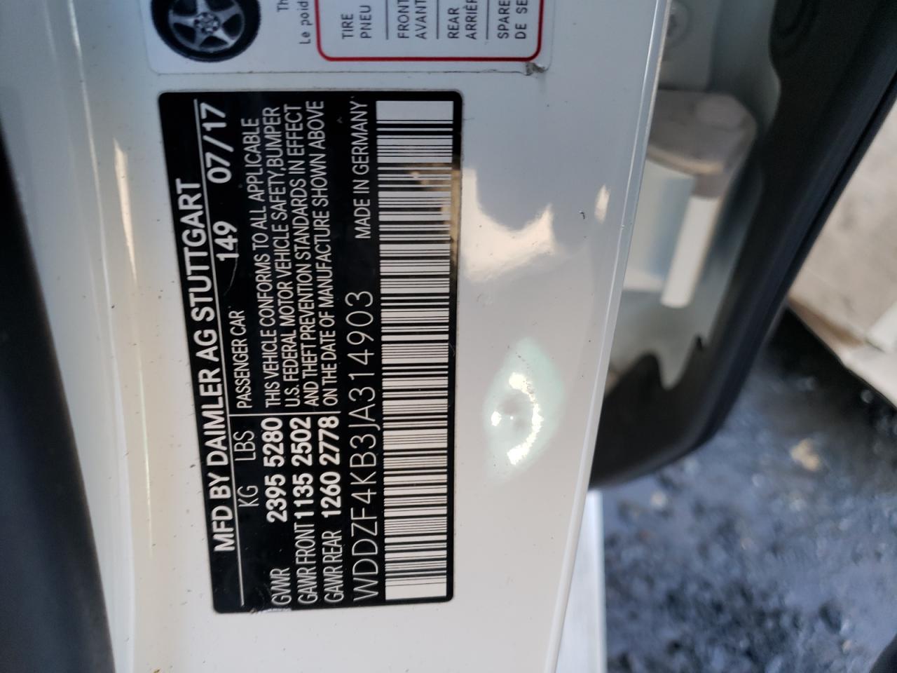 Photo 10 from auction – 2018 MERCEDES-BENZ E 300 4MAT with VIN WDDZF4KB3JA314903