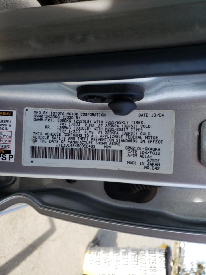 Photo 10 from auction – 2005 TOYOTA 4RUNNER SR with VIN JTEZU14R450050493