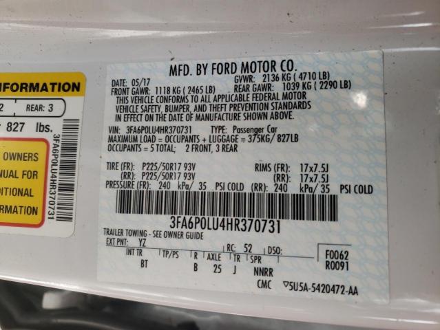 Photo 10 from auction – 2017 FORD FUSION SE with VIN 3FA6P0LU4HR370731
