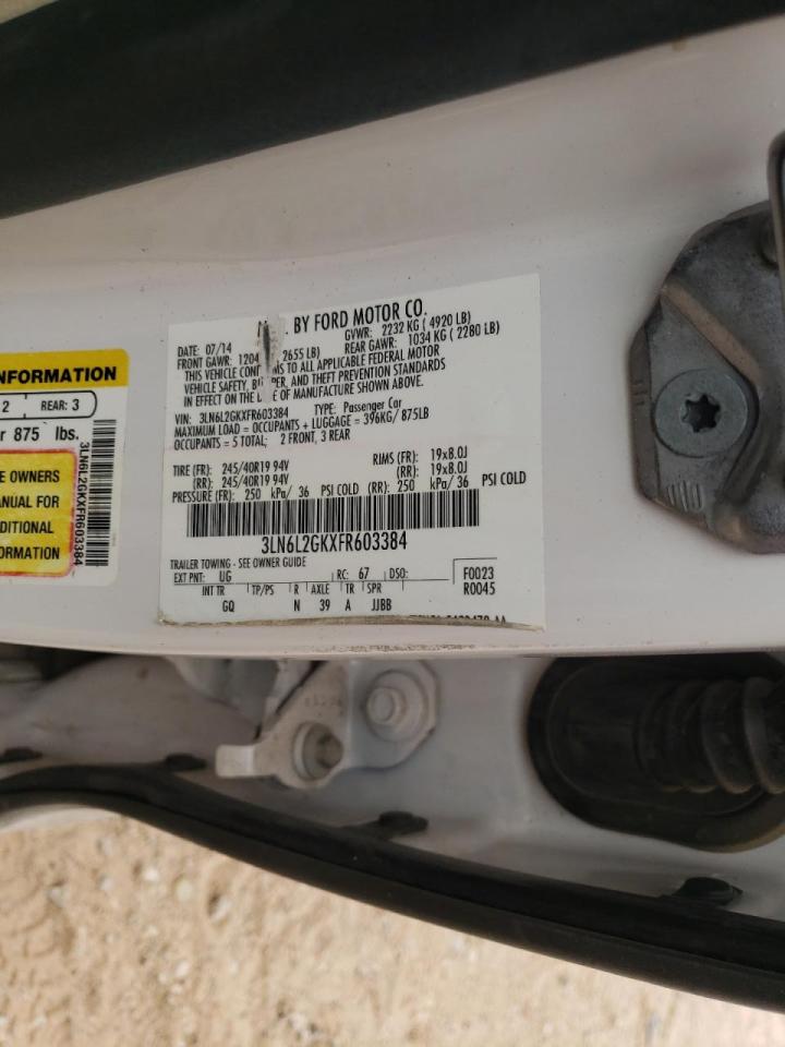 Photo 10 from auction – 2015 LINCOLN MKZ with VIN 3LN6L2GKXFR603384