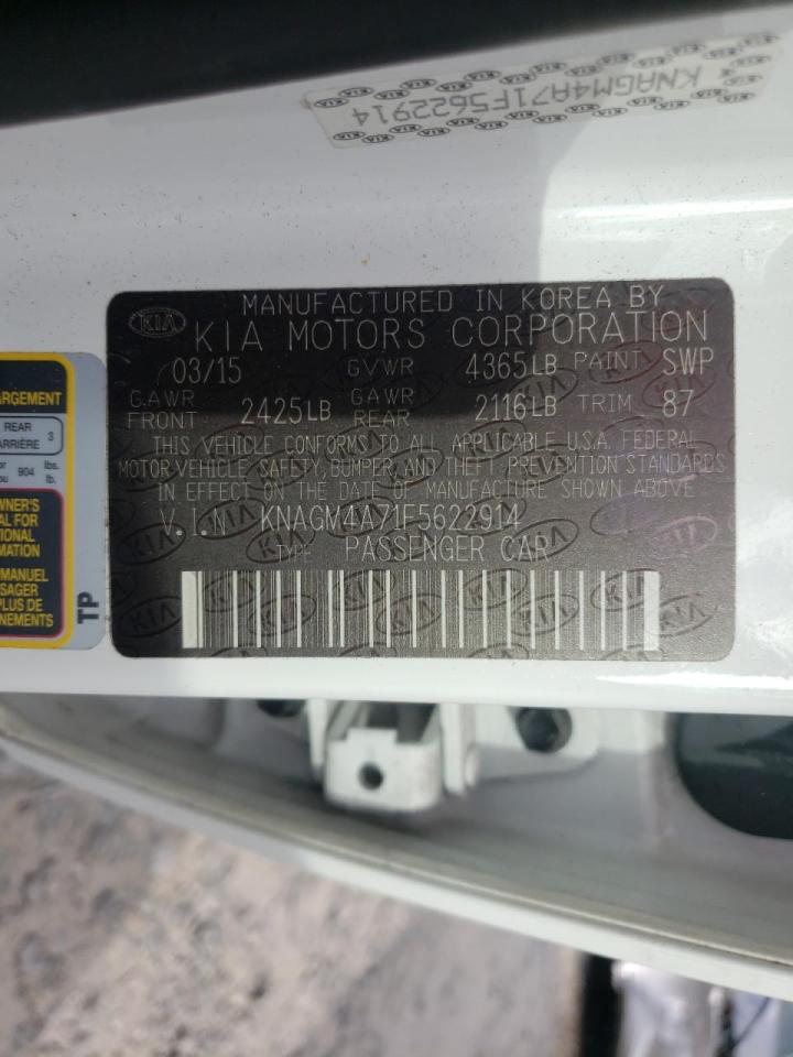 Photo 10 from auction – 2015 KIA OPTIMA LX with VIN KNAGM4A71F5622914
