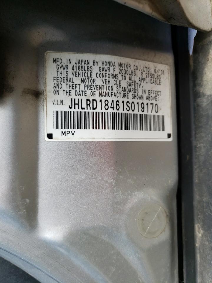 Photo 10 from auction – 2001 HONDA CR-V LX with VIN JHLRD18461S019170