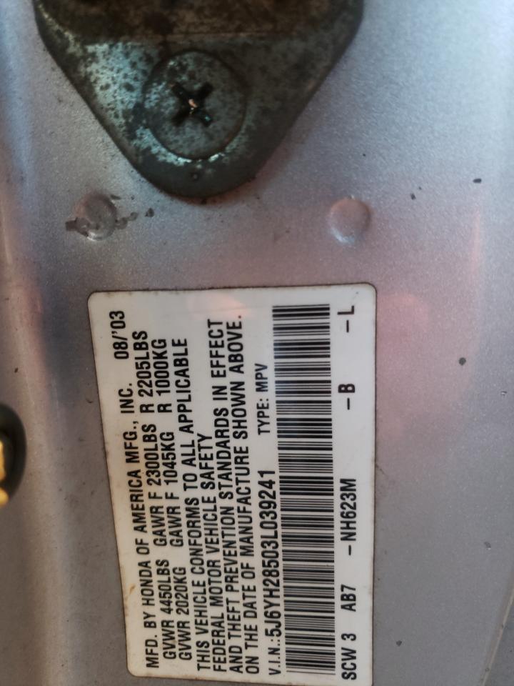 Photo 10 from auction – 2003 HONDA ELEMENT EX with VIN 5J6YH28503L039241