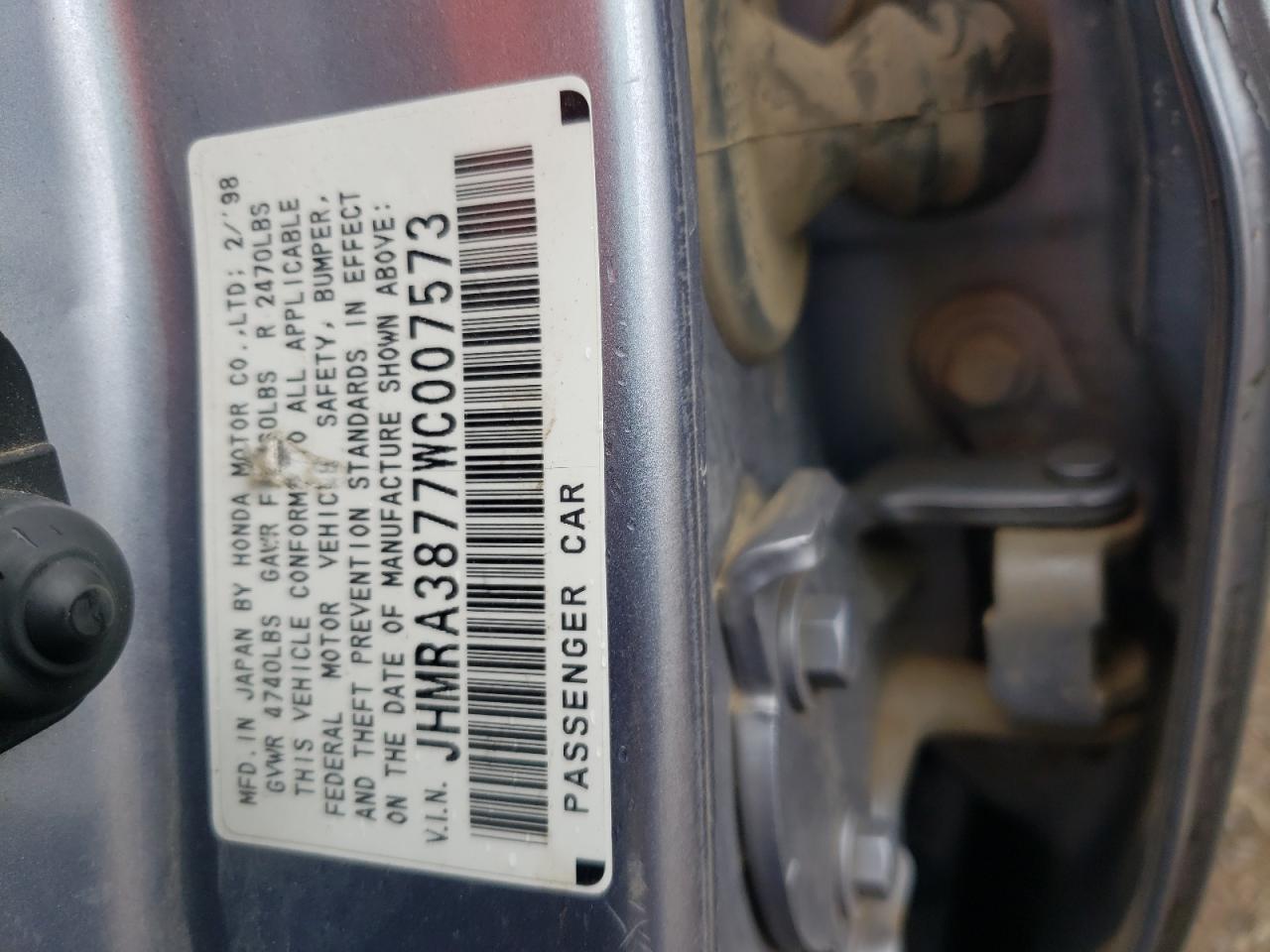 Photo 10 from auction – 1998 HONDA ODYSSEY EX with VIN JHMRA3877WC007573