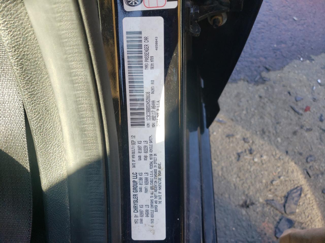 Photo 10 from auction – 2013 CHRYSLER 200 TOURIN with VIN 1C3CCBBB5DN528838