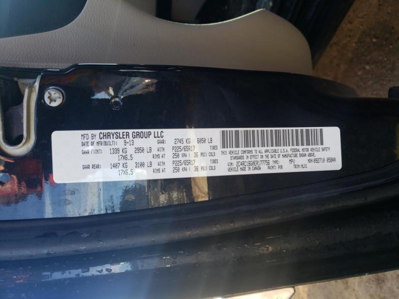 Photo 10 from auction – 2014 CHRYSLER TOWN & COU with VIN 2C4RC1BG0ER177756