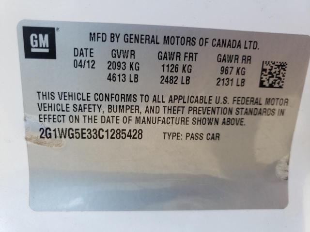 Photo 10 from auction – 2012 CHEVROLET IMPALA LT with VIN 2G1WG5E33C1285428