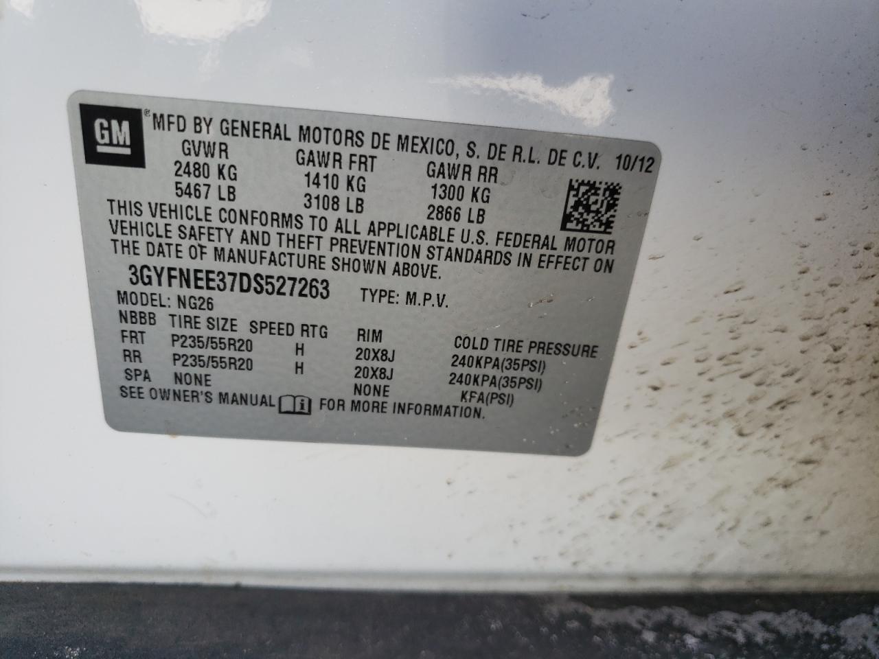 Photo 10 from auction – 2013 CADILLAC SRX PREMIU with VIN 3GYFNEE37DS527263