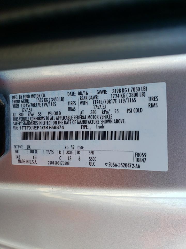 Photo 10 from auction – 2016 FORD F150 SUPER with VIN 1FTFX1EF1GKF56874