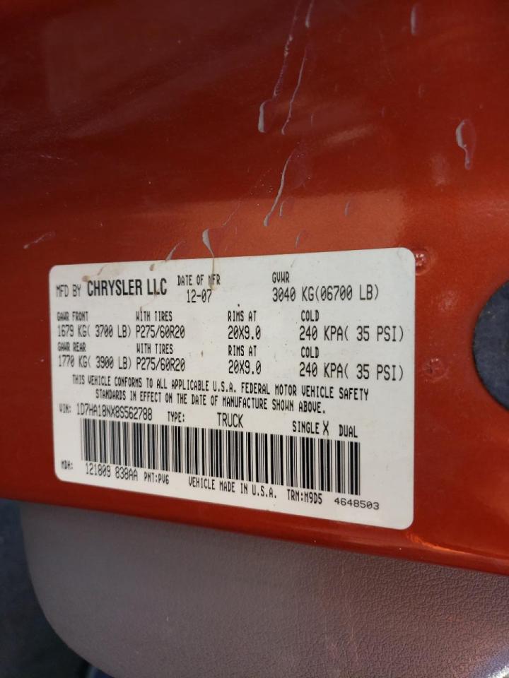 Photo 10 from auction – 2008 DODGE RAM 1500 S with VIN 1D7HA18NX8S562788