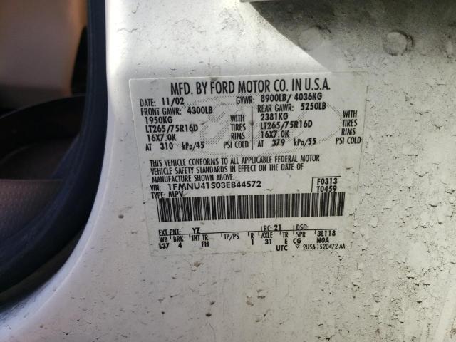 Photo 10 from auction – 2003 FORD EXCURSION with VIN 1FMNU41S03EB44572