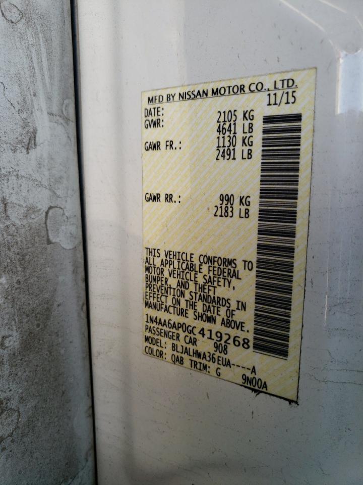 Photo 10 from auction – 2016 NISSAN MAXIMA 3.5 with VIN 1N4AA6AP0GC419268