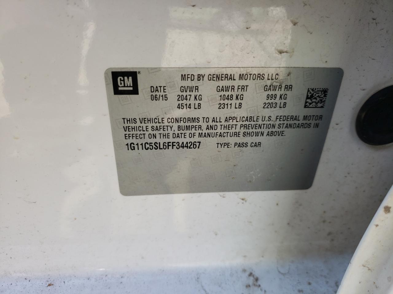 Photo 10 from auction – 2015 CHEVROLET MALIBU 1LT with VIN 1G11C5SL6FF344267