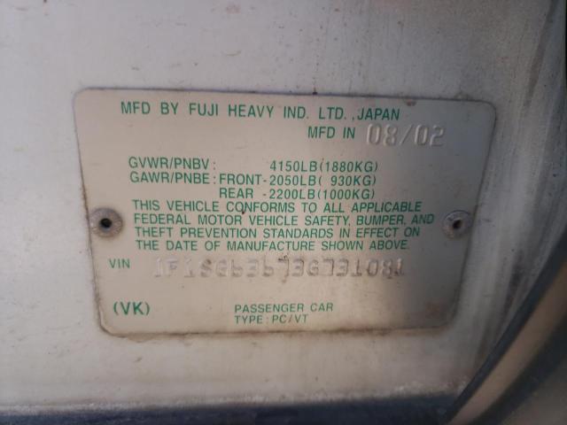 Photo 10 from auction – 2003 SUBARU FORESTER 2 with VIN JF1SG63673G731081