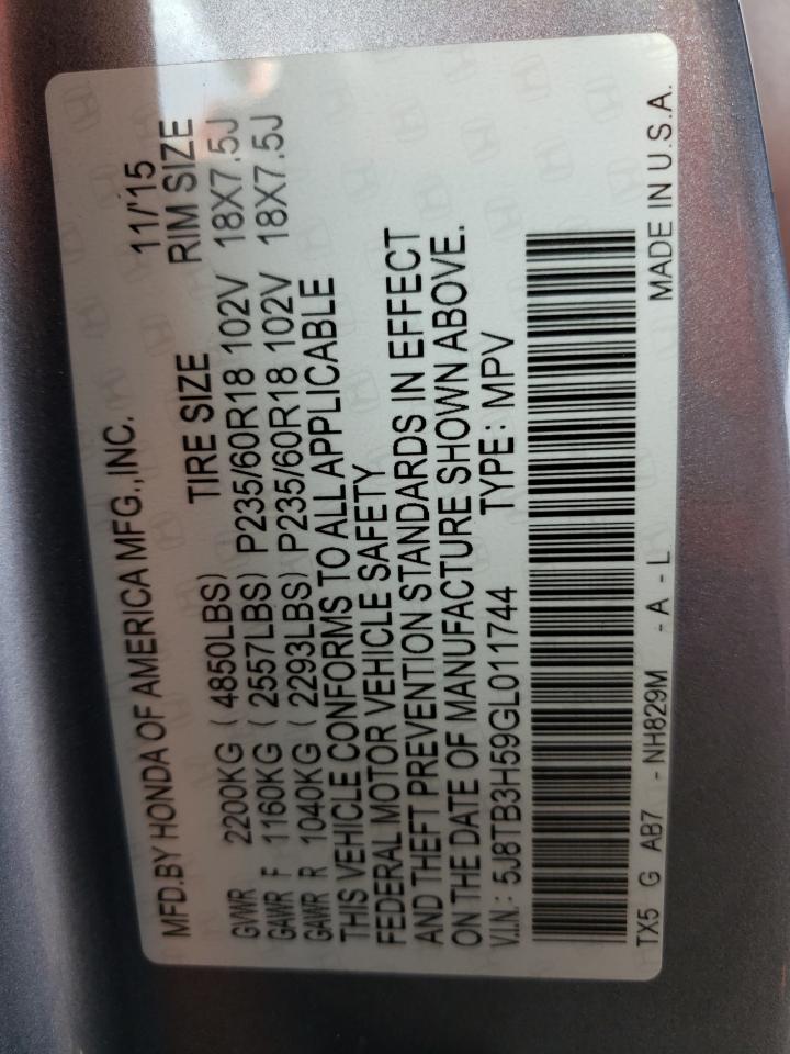 Photo 10 from auction – 2016 ACURA RDX TECHNO with VIN 5J8TB3H59GL011744
