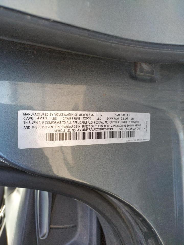 Photo 10 from auction – 2012 VOLKSWAGEN JETTA SE with VIN 3VWDP7AJXCM025239
