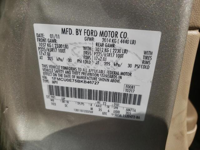 Photo 10 from auction – 2011 FORD ESCAPE LIM with VIN 1FMCU0E75BKB46727