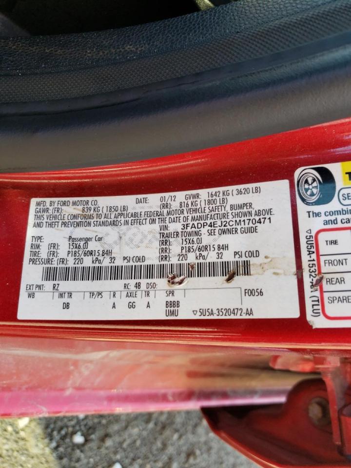 Photo 10 from auction – 2012 FORD FIESTA SE with VIN 3FADP4EJ2CM170471