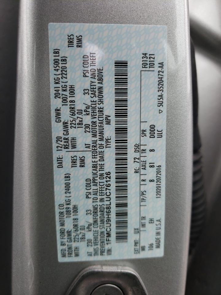 Photo 10 from auction – 2020 FORD ESCAPE SEL with VIN 1FMCU9H68LUC76126
