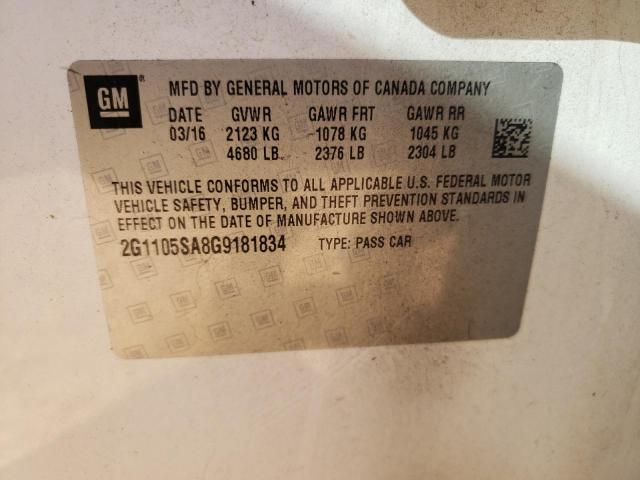 Photo 10 from auction – 2016 CHEVROLET IMPALA LT with VIN 2G1105SA8G9181834